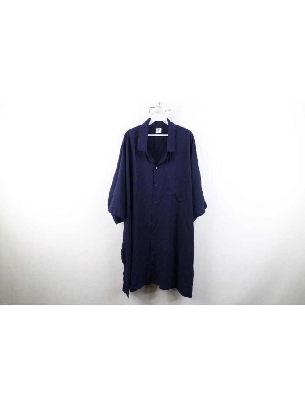 Vtg 90s Y2K Streetwear Mens 5XL Rayon Gabardine Collared Button Shirt Navy Blue